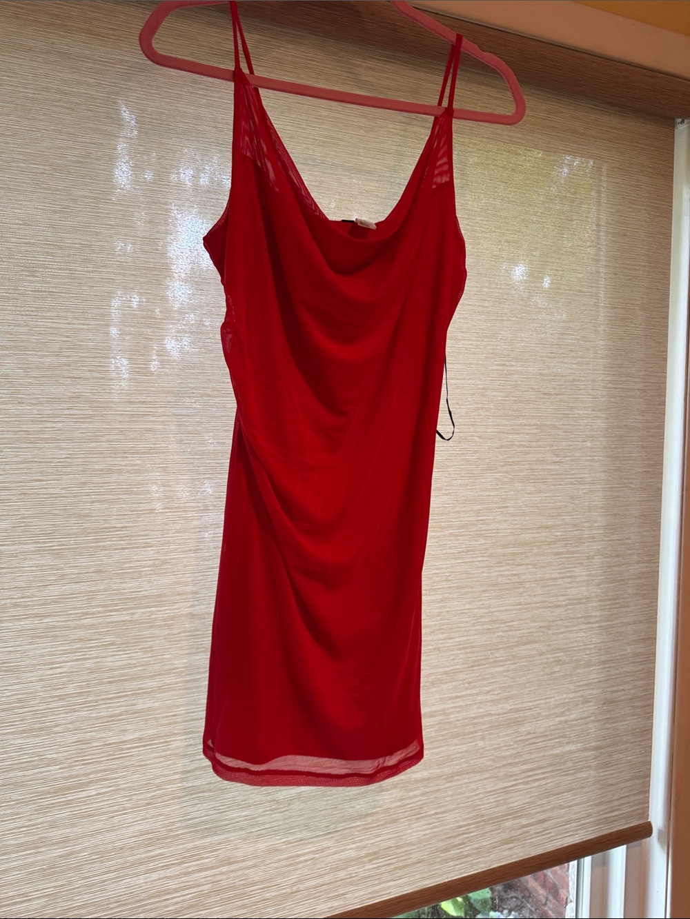 H&M Red Slip Chemise with Cowl Neck